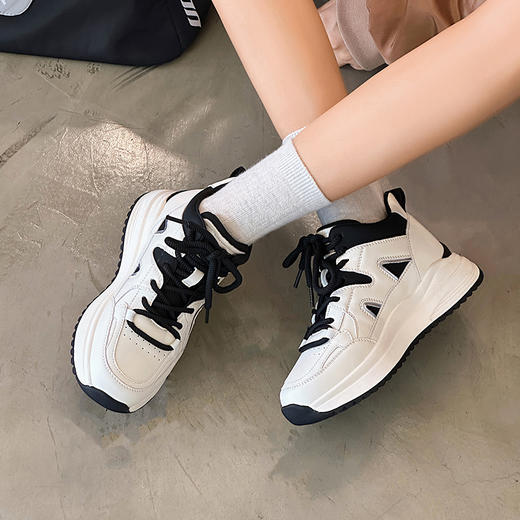 经典鲨2024年冬季新款时尚韩版拼色高帮平底休闲鞋跑步鞋女KW279-D58311 商品图1