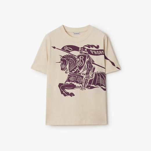 BURBERRY 巴宝莉 女士马术骑士徽标印花棉质圆领短袖T恤 米色 8096379 C1403 商品图0