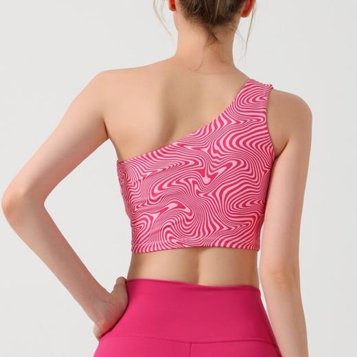 【126元任选2件】跃牌【漫西】系列 印花背心时尚斜单肩瑜伽服女带胸垫运动文胸健身内衣Y220 商品图1