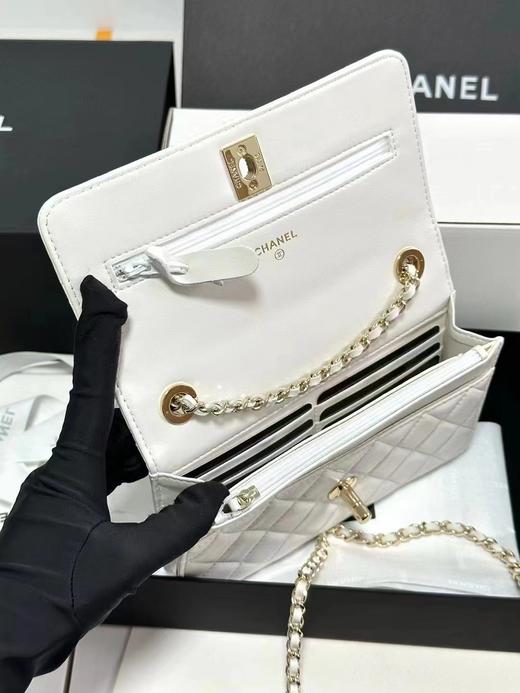 CHANEL 香奈儿  WOC 菱格纹链条包 手提斜挎包 单肩包 女款 白色（HH） 商品图4