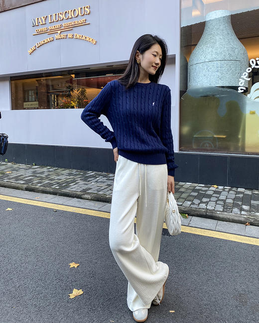 单品包邮现货 THS-特  RL polo马球家 Clean fit修身版 绞花编结绵纱/老钱百搭圆领针织衫 BM3193 商品图9