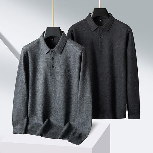 【加绒】【新款DPS】大依优型大码长袖Polo衫翻领男装加肥加大体恤大号上衣胖子 商品图0