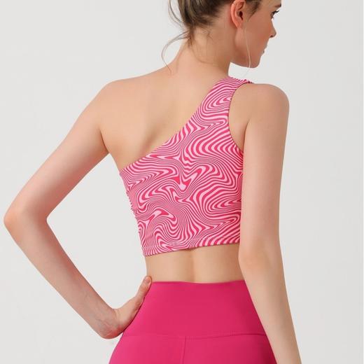 【126元任选2件】跃牌【漫西】系列 印花背心时尚斜单肩瑜伽服女带胸垫运动文胸健身内衣Y220 商品图0