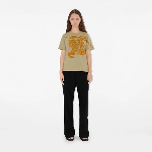 BURBERRY 巴宝莉 女士马术骑士徽标印花棉质圆领短袖T恤 青绿色 8096376 B7311 商品图1