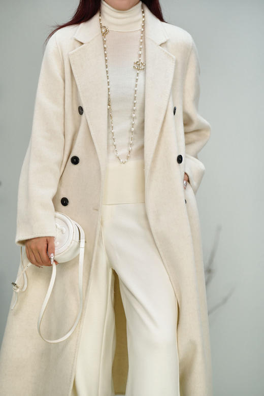 米白色 臣禾【十牦牛绒双面呢大衣】 10%牦牛绒90%绵羊毛 JZ244080180  商品图6