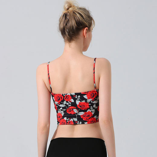 【126元任选2件】跃牌【漫西】系列 印花细肩吊带运动内衣性感美背防震速干高弹健身舞蹈瑜伽服含胸垫Y139 商品图1