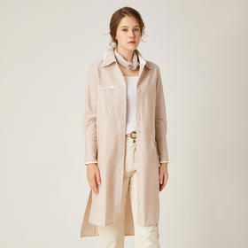 famecoco范可儿条纹衬衫女士宽松韩版百搭中长款F195BA007