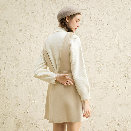 famecoco范可儿女中长款洋气气质吊带毛呢连衣裙F188FA016 商品图2