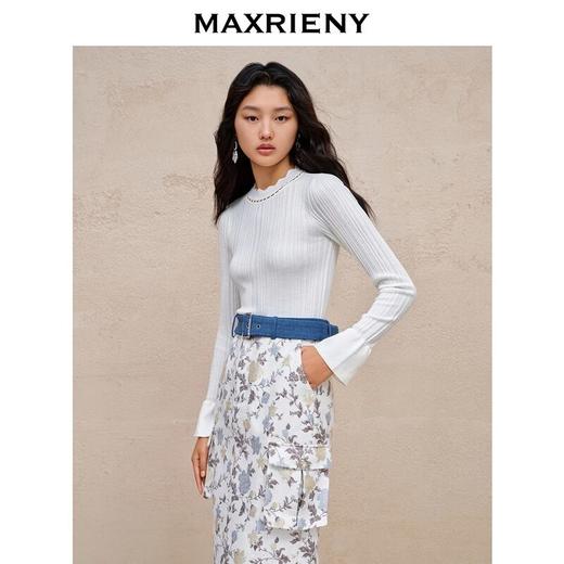 MAXRIENY极简复古感珍珠波浪领套头针织毛衫上衣(货号:MC88SW824) 商品图0