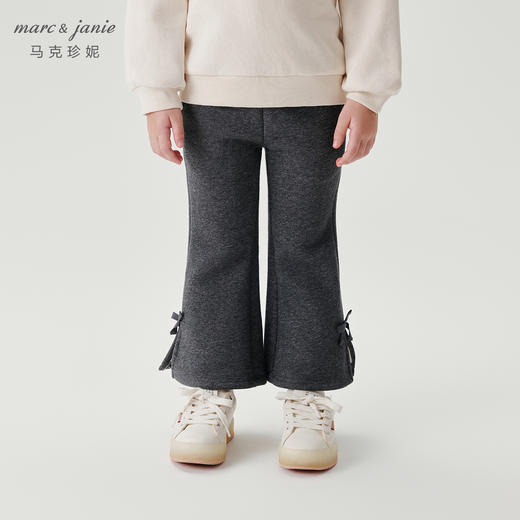 【抗静电】马克珍妮女童蝴蝶结加绒喇叭裤儿童裤子宝宝冬装241313 商品图2