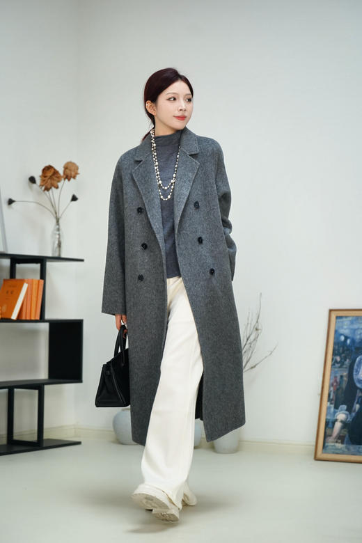 米白色 臣禾【十牦牛绒双面呢大衣】 10%牦牛绒90%绵羊毛 JZ244080180  商品图11