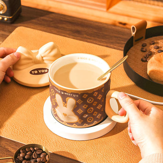 【复古兔暖暖杯】可爱少女心陶瓷水杯高颜值送女朋友闺蜜生日礼物马克杯咖啡杯子礼盒装 商品图3