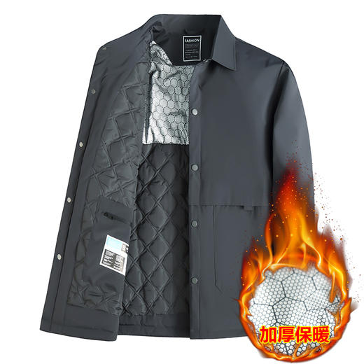 【棉衣】【新款DWN】大依优型大码翻领夹克加棉棉衣外套加肥加大肥佬休闲商务上衣男士胖子 商品图8