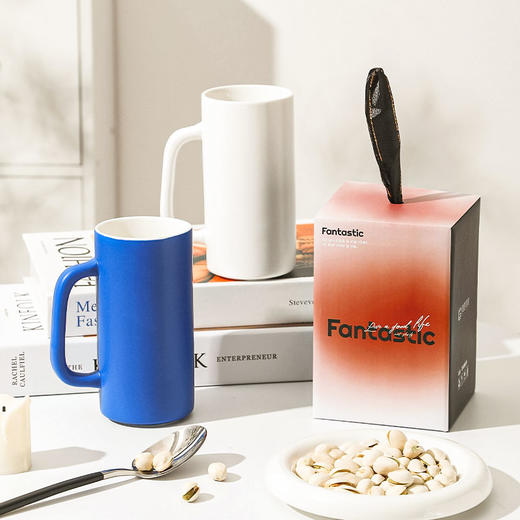 【圆筒直身杯】现代简约纯色马克杯办公室喝水杯子陶瓷茶杯家用礼盒装克莱因蓝 商品图2