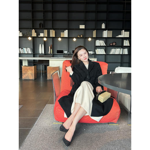 DUO智仙生 无限温柔的冬 栗子棕和暖百纯羊毛针织长裙 商品图4