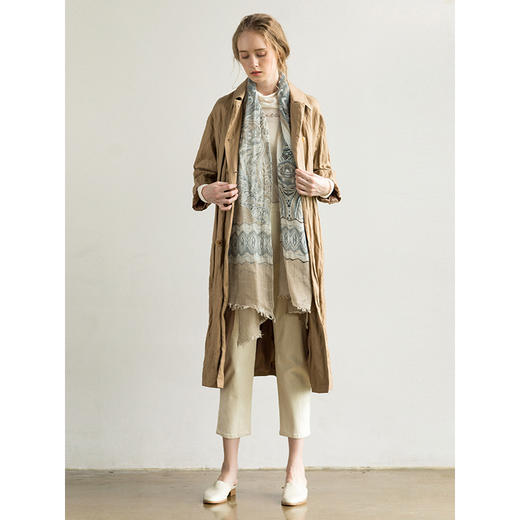 Famecoco范可儿金属丝风衣女卡其色文艺范装F195AA033 商品图2