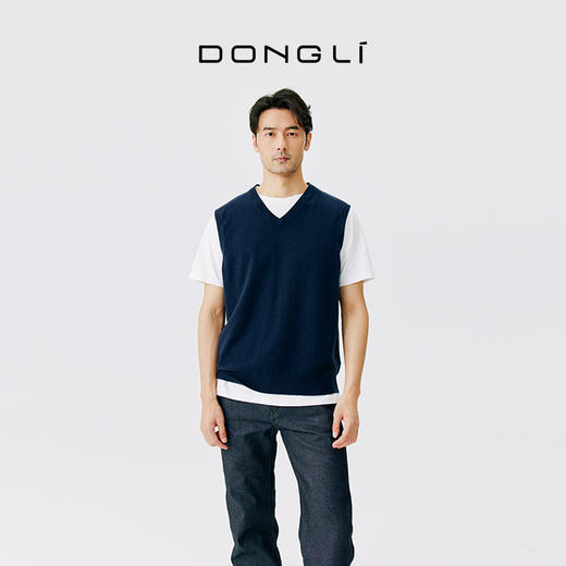 东黎 • 小山羊绒男士秋冬V领纯色马甲套头衫 21S221 商品图0