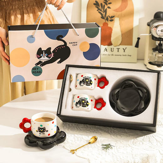 【喵乐谷云朵咖啡杯】可爱猫咪杯子情侣套装送礼好看杯子礼盒装 商品图2