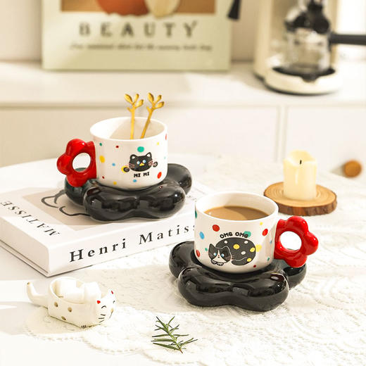 【喵乐谷云朵咖啡杯】可爱猫咪杯子情侣套装送礼好看杯子礼盒装 商品图1