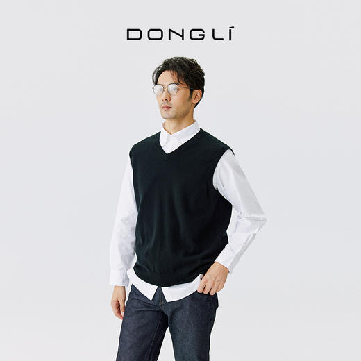 东黎 • 小山羊绒男士秋冬V领纯色马甲套头衫 21S221 商品图3
