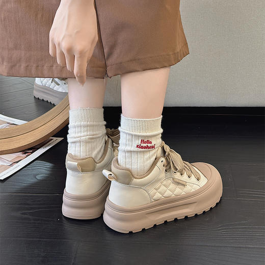 经典鲨2024年冬新款时尚韩版百搭圆头系带平底休闲鞋板鞋女KW279-D58321 商品图1