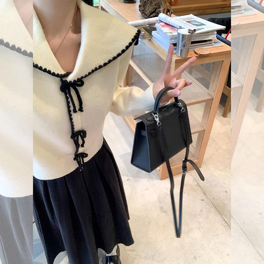 <曾小咸推荐>设计感海军领蝴蝶结针织开衫 商品图2