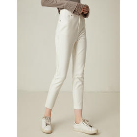 Famecoco范可儿纯棉休闲裤女修身显瘦九分裤百搭裤子F185GA028
