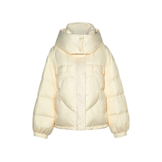 【暖冬内购】两三事 奶油泡芙 2024冬季新款甜美心形压线可拆连帽羽绒服女宽松 商品图4