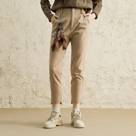 Famecoco范可儿显瘦裤子女宽松直筒运动裤休闲裤F198GA021