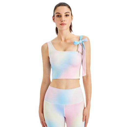 【126元任选2件】跃牌【漫西】系列 印花运动健身内衣女裸感美背跑步瑜伽服单肩绑吊带文胸Y121 商品图4