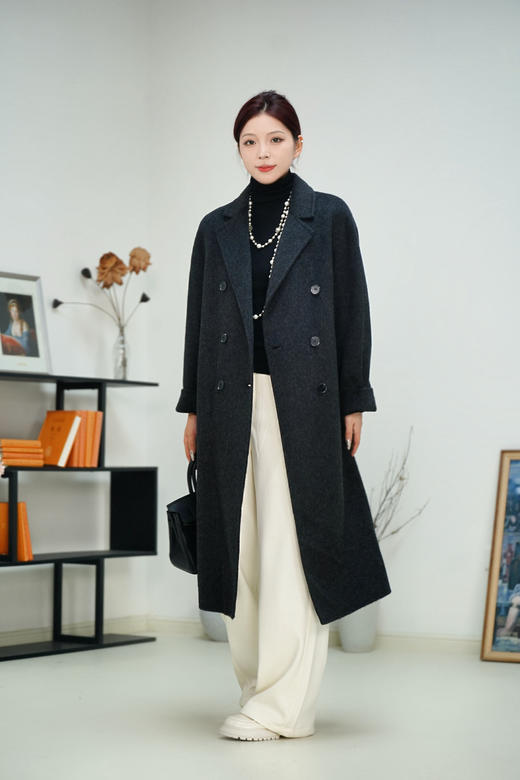 米白色 臣禾【十牦牛绒双面呢大衣】 10%牦牛绒90%绵羊毛 JZ244080180  商品图7