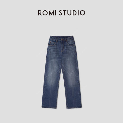 ROMI STUDIO“复古丹宁”牛仔棉水洗抓绒微弹直筒牛仔裤RW24WX80833【现货】 商品图0