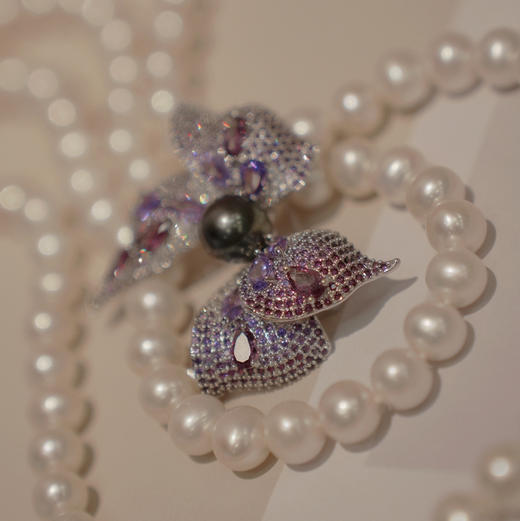 秋冬季胸针 2024 new collection “彩钻”豪镶 
10mm左右大溪地黑珍珠 九紫离火运 紫色能量 立体蝴蝶结胸针 商品图3