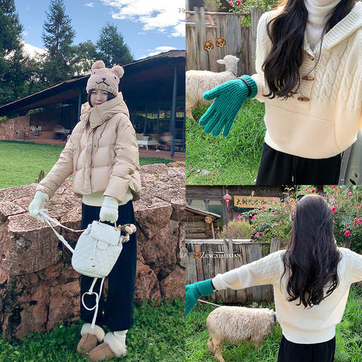 <曾小咸推荐>【现货！2件再减5元，3件减12元】学院风牛角扣杏色连帽毛衣 日常189.99/件 立减100 秒杀89.99/件！！ 商品图2