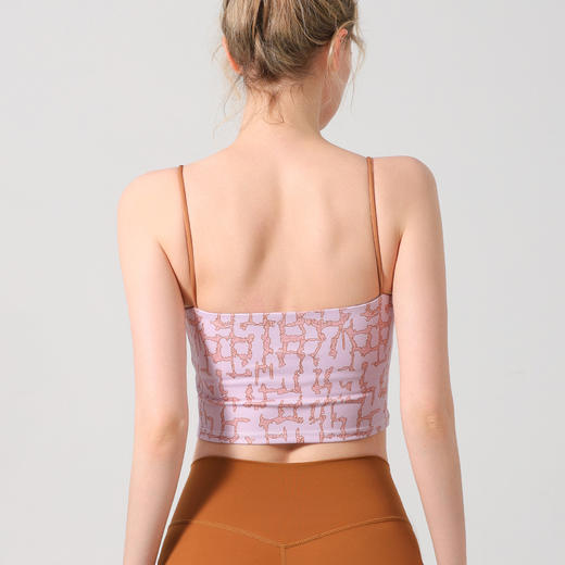 【126元任选2件】跃牌【漫西】系列 法式复古印花吊带胸垫背心运动上衣瑜伽服女短款健身内衣Y139 商品图2