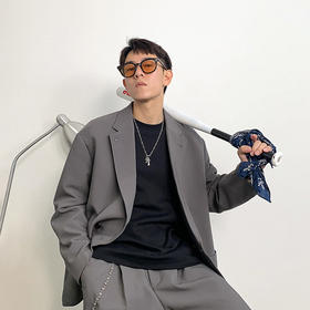 徐太浪暗人字纹面料西服男秋季2024新款潮牌商务休闲宽松西装外套