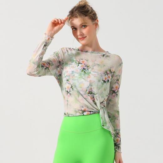 【126元任选2件】跃牌【漫西】系列 新款复古网纱上衣瑜伽服防晒显瘦速干罩衫健身衣长袖运动扎染透气Y250 商品图0