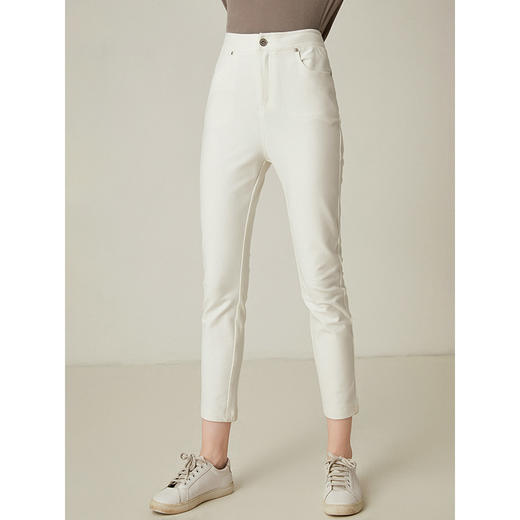 Famecoco范可儿纯棉休闲裤女修身显瘦九分裤百搭裤子F185GA028 商品图2