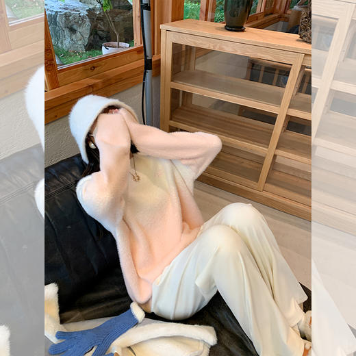 <曾小咸推荐>粉白渐变圆领毛衣 日常199.99/件 立减110 秒杀89.99/件！！ 商品图2