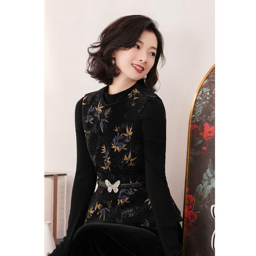 西子/【竹林静夜】提花人丝雪尼尔竹叶绒感国风马甲背心/MJLN011 商品图1