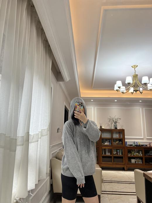 1012-1 提前双十一 max 绵羊毛山羊绒 松弛休闲 灰色连帽针织衫 商品图3