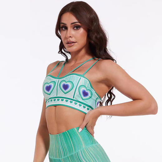 【126元任选2件】跃牌【漫西】系列 心桥之翼印花交叉吊带美背外穿健身瑜伽文胸运动内衣套装 商品图0