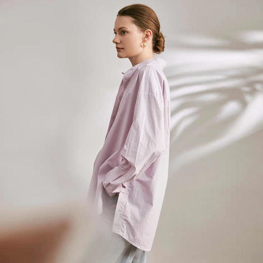 【顺丰包邮】81100 洛诗琳轻中式chic风韩系慵懒大廓形纯色衬衫021 商品图2