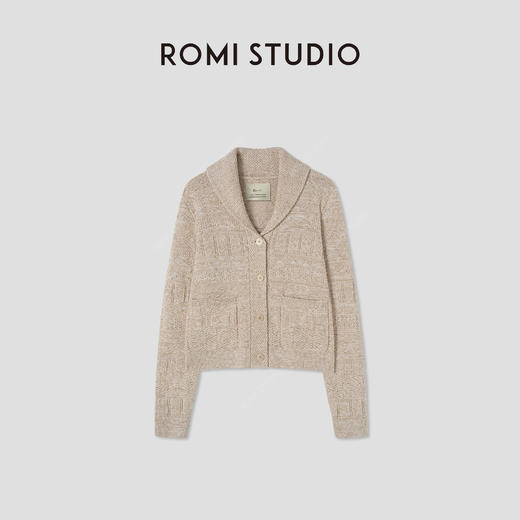 ROMI STUDIO“法式优雅” 亚麻棉混纺令士拨花针织开衫 RW24WSW0801 商品图0