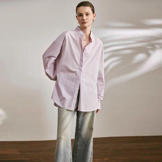 【顺丰包邮】81100 洛诗琳轻中式chic风韩系慵懒大廓形纯色衬衫021 商品图1