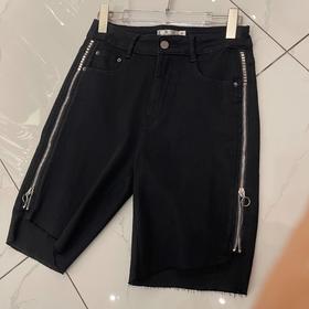 WS一粒扣双侧拉链牛仔短裤40602（黑） 夏季 342170250321