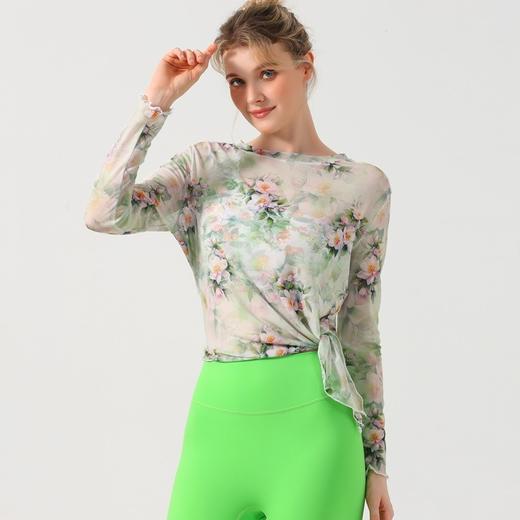 【126元任选2件】跃牌【漫西】系列 新款复古网纱上衣瑜伽服防晒显瘦速干罩衫健身衣长袖运动扎染透气Y250 商品图1