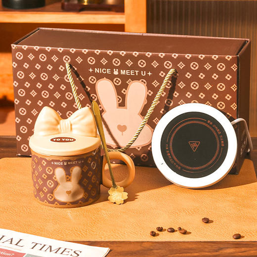 【复古兔暖暖杯】可爱少女心陶瓷水杯高颜值送女朋友闺蜜生日礼物马克杯咖啡杯子礼盒装 商品图0