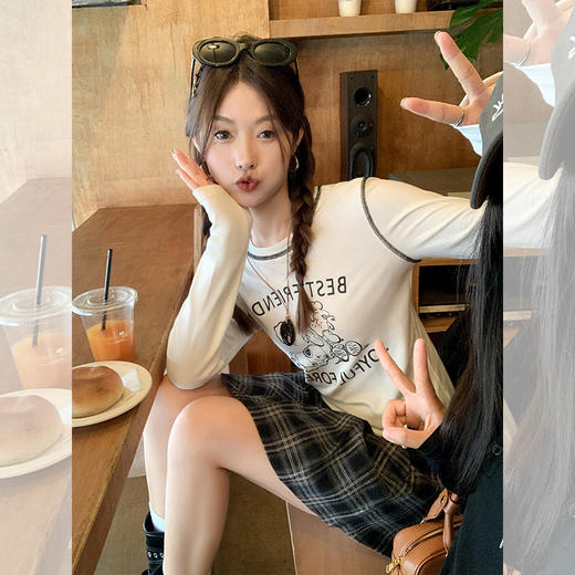 <曾小咸推荐>字母印花长袖T恤 商品图1