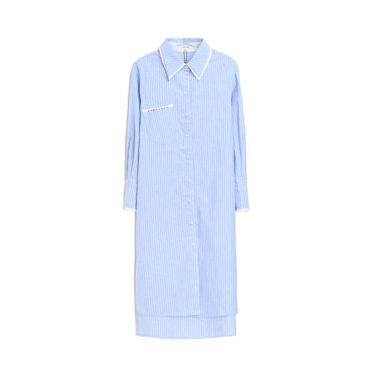 famecoco范可儿条纹衬衫女士宽松韩版百搭中长款F195BA007 商品图4